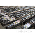 PVC boru hattı ekstrüder ekstrüzyon makinesi için konik çift vidalı varil 80/156 65/132 55/110 50/105 ZHOUSHAN ÜRETİCİ